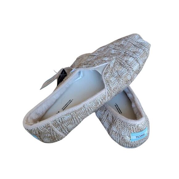 TOMS Ortholite Sahara Chunky Cable Knit Faux Fur Shoes Womens 9W Flexible Unique - Picture 4 of 10